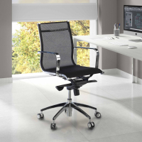 Poltrona da ufficio design Brenton in rete, schienale basso