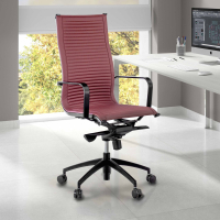 Poltrona da ufficio design Brenton, schienale alto, struttura nera, ecopelle