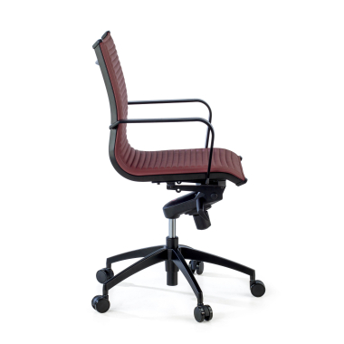 poltrona da ufficio rosso struttura nera ecopelle ecopelle braccioli fissi 4