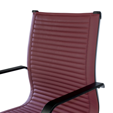 poltrona da ufficio rosso struttura nera ecopelle ecopelle braccioli fissi 5