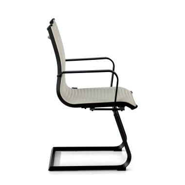 sedia da conferenza bianco struttura nera ecopelle ecopelle braccioli fissi 4