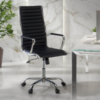 Sedia ufficio design Vogue, Struttura cromata, schienale alto