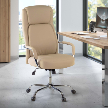 poltrona da ufficio beige deluxe ecopelle braccioli imbottiti 2