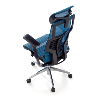 sedia ergonomica blu struttura nera rete transpirante braccioli regolabili 5d supporto lombare poggiatesta 9