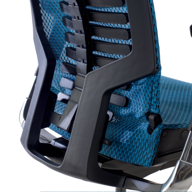 sedia ergonomica blu struttura nera rete transpirante braccioli regolabili 5d supporto lombare poggiatesta 4
