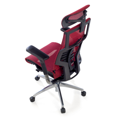 sedia ergonomica rosso struttura nera rete transpirante braccioli regolabili 5d supporto lombare poggiatesta 9