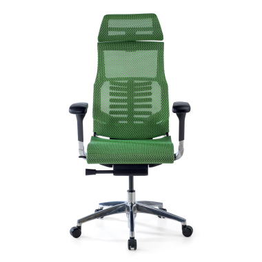 sedia ergonomica verde struttura nera rete transpirante braccioli regolabili 5d supporto lombare poggiatesta 3