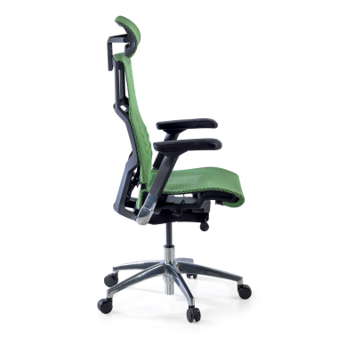 sedia ergonomica verde struttura nera rete transpirante braccioli regolabili 5d supporto lombare poggiatesta 7