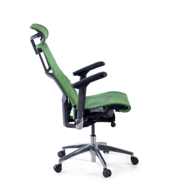 sedia ergonomica verde struttura nera rete transpirante braccioli regolabili 5d supporto lombare poggiatesta 5