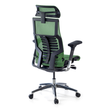 sedia ergonomica verde struttura nera rete transpirante braccioli regolabili 5d supporto lombare poggiatesta 8