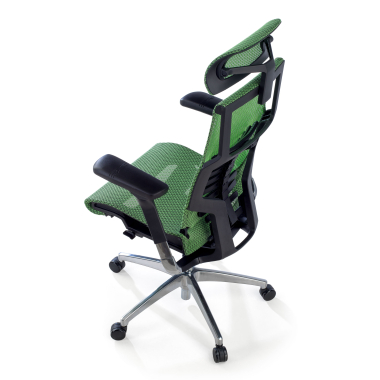 sedia ergonomica verde struttura nera rete transpirante braccioli regolabili 5d supporto lombare poggiatesta 9