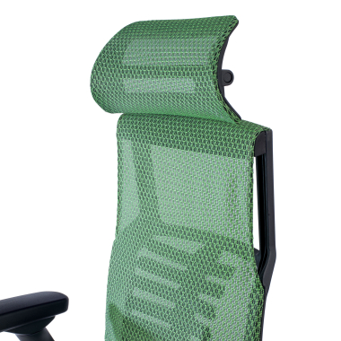 sedia ergonomica verde struttura nera rete transpirante braccioli regolabili 5d supporto lombare poggiatesta 10