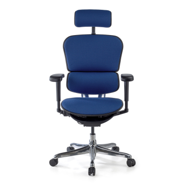sedia ergonomica blu struttura nera tutto rivestito tessuto braccioli mobili poggiatesta 3