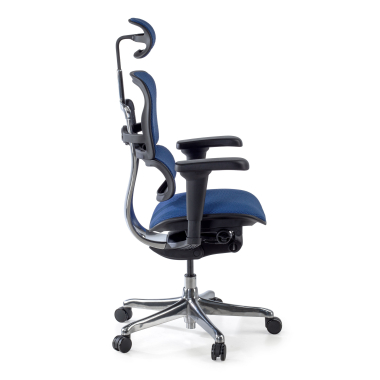 sedia ergonomica blu struttura nera tutto rivestito tessuto braccioli mobili poggiatesta 7