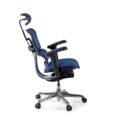 sedia ergonomica blu struttura nera tutto rivestito tessuto braccioli mobili poggiatesta 5