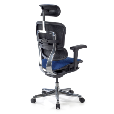 sedia ergonomica blu struttura nera tutto rivestito tessuto braccioli mobili poggiatesta 8