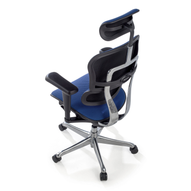 sedia ergonomica blu struttura nera tutto rivestito tessuto braccioli mobili poggiatesta 10