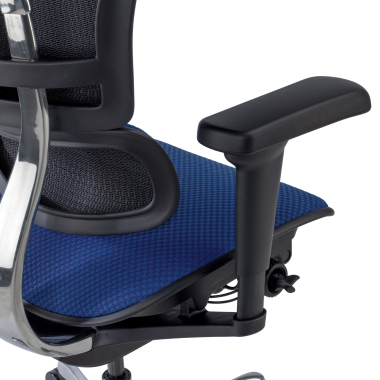 sedia ergonomica blu struttura nera tutto rivestito tessuto braccioli mobili poggiatesta 6