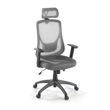 sedia da ufficio grigio lake rete transpirante braccioli regolabili 1d supporto lombare poggiatesta 1