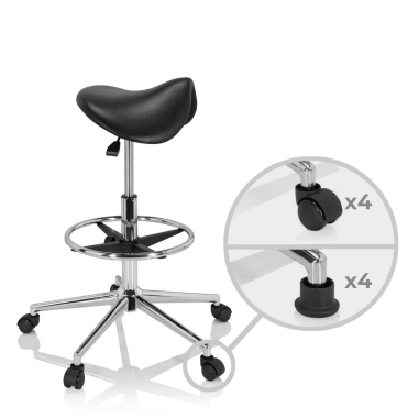 sgabello da lavoro e da laboratorio nero ergonomica di plastica senza braccioli 4