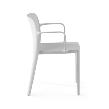 sedia da conferenza bianco loop di plastica braccioli fissi 4
