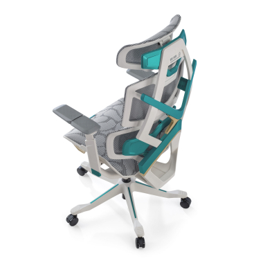 sedia gaming bianco verde dragonlord rete transpirante braccioli regolabili 6d supporto lombare poggiatesta 10