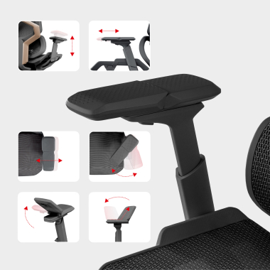 sedia ergonomica nero aeromax struttura nera rete transpirante braccioli regolabili 5d doppio supporto lombare poggiatesta 6