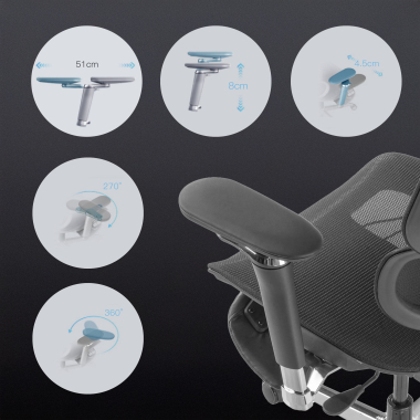 sedia ergonomica nero erghos x2 rete transpirante braccioli regolabili 5d doppio supporto lombare poggiatesta poggiapiedi estensibile 4