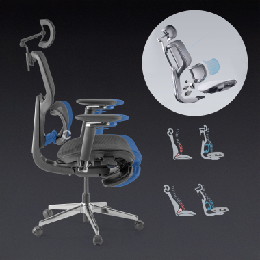 sedia ergonomica nero erghos x2 rete transpirante braccioli regolabili 5d doppio supporto lombare poggiatesta poggiapiedi estensibile 3