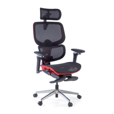 sedia ergonomica rosso erghos x2 rete transpirante braccioli regolabili 5d doppio supporto lombare poggiatesta poggiapiedi estensibile 12