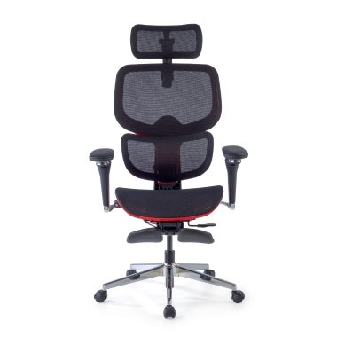 sedia ergonomica rosso erghos x2 rete transpirante braccioli regolabili 5d doppio supporto lombare poggiatesta poggiapiedi estensibile 9