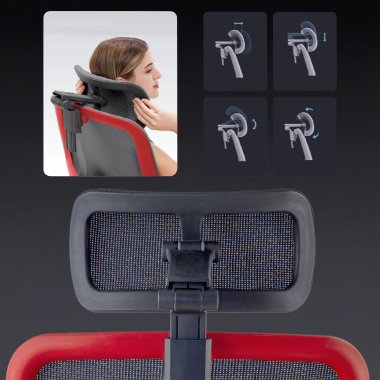 sedia ergonomica rosso erghos x2 rete transpirante braccioli regolabili 5d doppio supporto lombare poggiatesta poggiapiedi estensibile 5