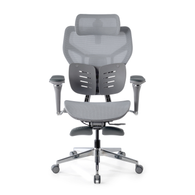 sedia ergonomica grigio erghos x3 rete transpirante braccioli regolabili 5d doppio supporto lombare poggiatesta 7