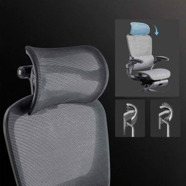 sedia ergonomica nero erghos x1 rete transpirante braccioli regolabili 3d doppio supporto lombare poggiatesta 6