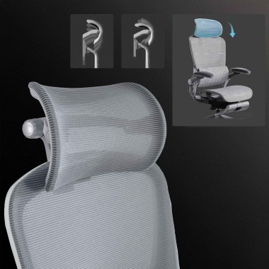 sedia ergonomica bianco grigio erghos x1 rete transpirante braccioli regolabili 3d doppio supporto lombare poggiatesta 6