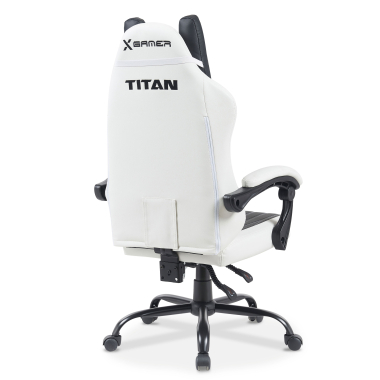 sedia gaming bianco nero titan ecopelle braccioli ribaltabili cuscino poggiatesta poggiatesta 11