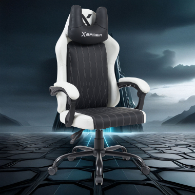 sedia gaming bianco nero titan ecopelle braccioli ribaltabili cuscino poggiatesta poggiatesta 10