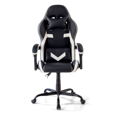 sedia gaming bianco nero mist ecopelle braccioli ribaltabili cuscino poggiatesta poggiatesta 3