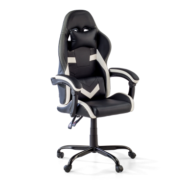 sedia gaming bianco nero mist ecopelle braccioli ribaltabili cuscino poggiatesta poggiatesta 1