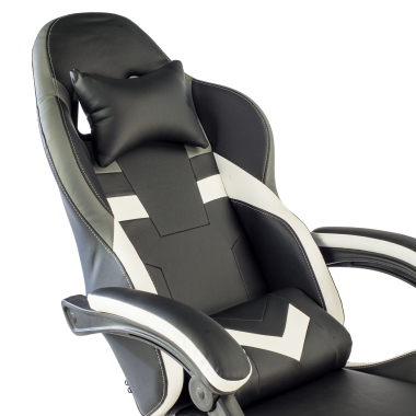 sedia gaming bianco nero mist ecopelle braccioli ribaltabili cuscino poggiatesta poggiatesta 4