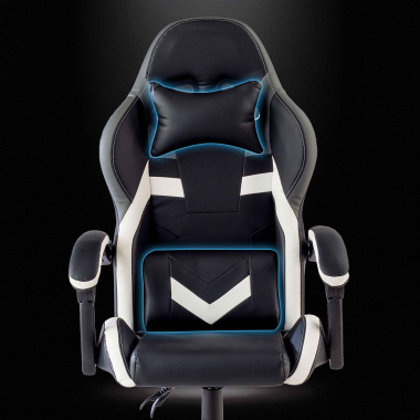 sedia gaming bianco nero mist ecopelle braccioli ribaltabili cuscino poggiatesta poggiatesta 7