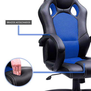 sedia gaming blu racer ecopelle braccioli fissi 7