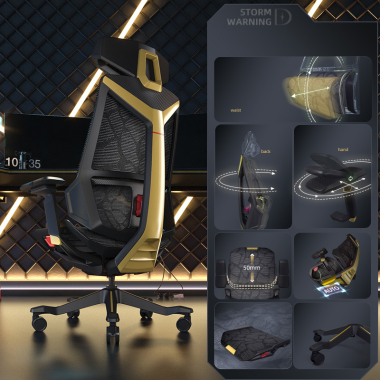 sedia gaming giallo blooddragon rete transpirante braccioli regolabili 6d supporto lombare poggiatesta 3