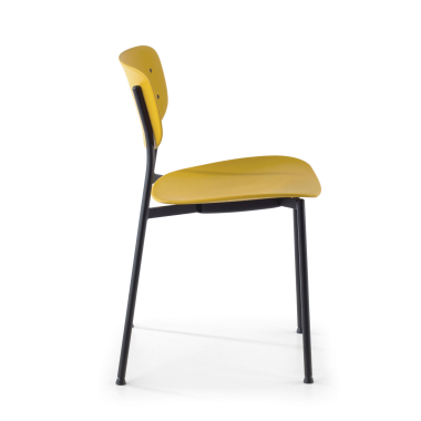 sedia da conferenza giallo 4 gambe di plastica senza braccioli 6