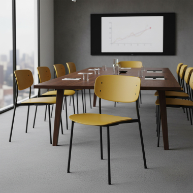 sedia da conferenza giallo 4 gambe di plastica senza braccioli 2