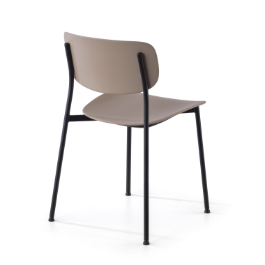 sedia da conferenza beige 4 gambe di plastica senza braccioli 7