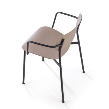 sedia da conferenza beige con bracci di plastica braccioli fissi 7