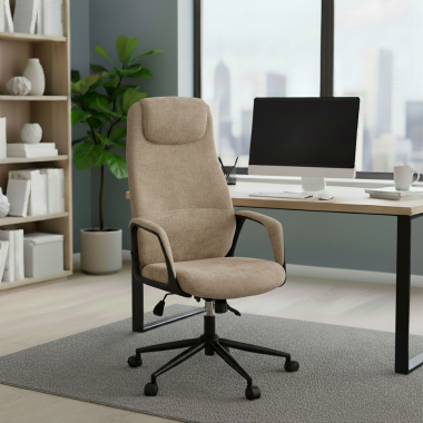 poltrona da ufficio beige denmark tessuto braccioli imbottiti poggiatesta 2