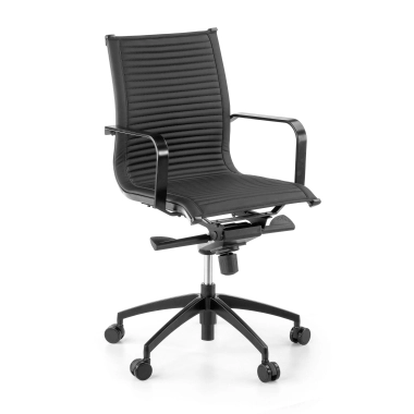 Poltrona da ufficio design Brenton, schienale basso, struttura nera, ecopelle