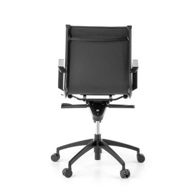 Poltrona da ufficio design Brenton, schienale basso, struttura nera, ecopelle